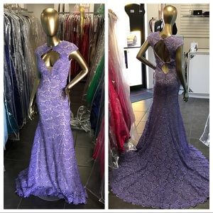 JOVANI 27110 PURPLE LACE GOWN SZ 4